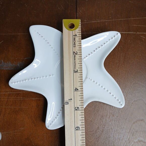 Blue Sky 2007 Majolica Starfish Sea Shell Coffee Tea Cups & Saucers Set Of 4 - Picture 8 of 10